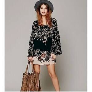 Free People Chinoiserie Boho Babydoll Dress Size Medium